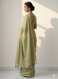 SKU1241 : Pure Khadi Cotton Saree – Handwoven, Lightweight & Breathable Fabric - Hand Wash, Yes