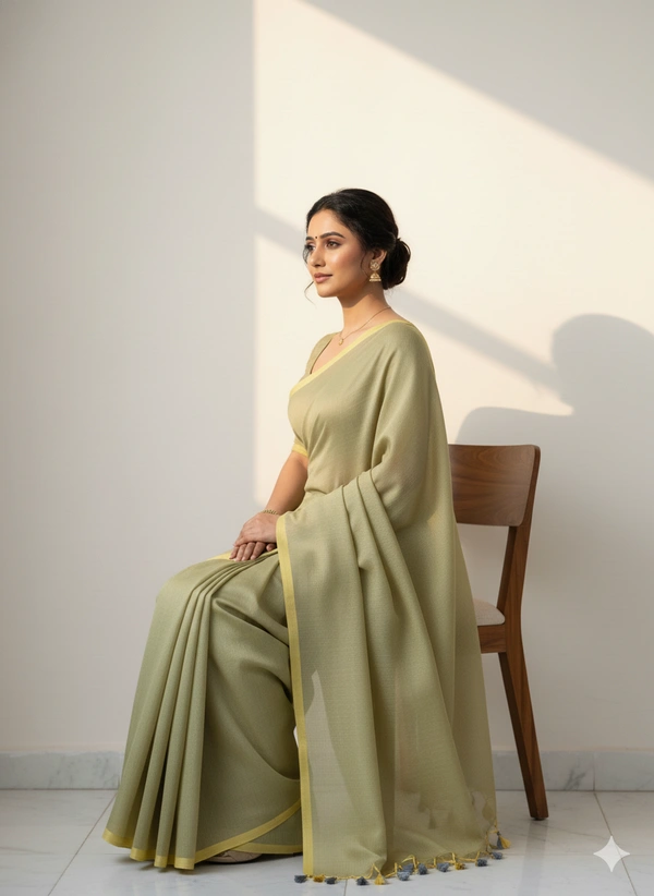 SKU1241 : Pure Khadi Cotton Saree – Handwoven, Lightweight & Breathable Fabric - Hand Wash, Yes