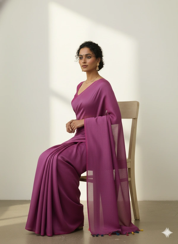 SKU1242 : Pure Khadi Cotton Saree – Handwoven, Lightweight & Breathable Fabric - Hand Wash, Yes