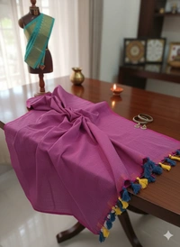 SKU1242 : Pure Khadi Cotton Saree – Handwoven, Lightweight & Breathable Fabric - Hand Wash, Yes