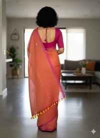 SKU1243 : Pure Khadi Cotton Saree – Handwoven, Lightweight & Breathable Fabric - Hand Wash, Yes