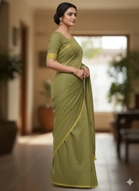 SKU1244 : Pure Khadi Cotton Saree – Handwoven, Lightweight & Breathable Fabric - Hand Wash, Yes