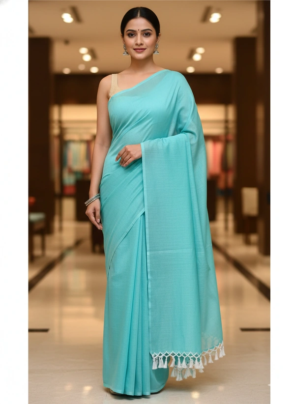 SKU1245 : Pure Khadi Cotton Saree – Handwoven, Lightweight & Breathable Fabric - Hand Wash, Yes