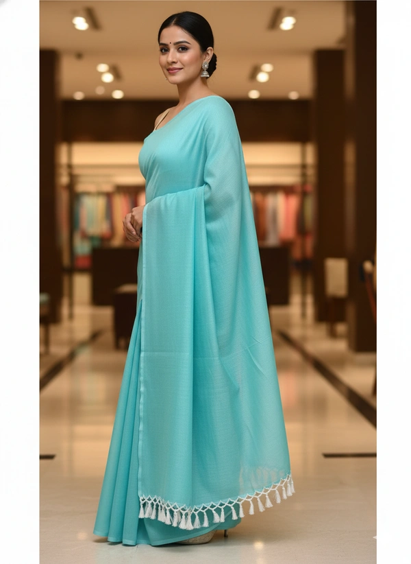 SKU1245 : Pure Khadi Cotton Saree – Handwoven, Lightweight & Breathable Fabric - Hand Wash, Yes