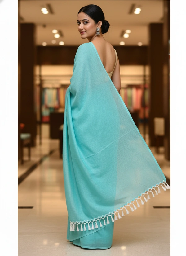 SKU1245 : Pure Khadi Cotton Saree – Handwoven, Lightweight & Breathable Fabric - Hand Wash, Yes