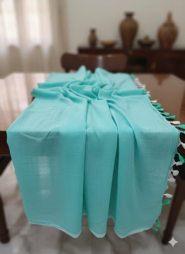 SKU1245 : Pure Khadi Cotton Saree – Handwoven, Lightweight & Breathable Fabric - Hand Wash, Yes