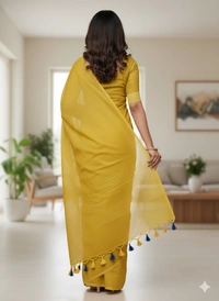 SKU1246 : Pure Khadi Cotton Saree – Handwoven, Lightweight & Breathable Fabric - Hand Wash, Yes
