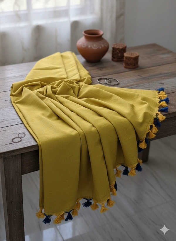 SKU1246 : Pure Khadi Cotton Saree – Handwoven, Lightweight & Breathable Fabric - Hand Wash, Yes