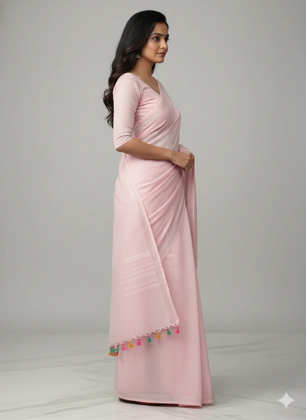 SKU1247 : Pure Khadi Cotton Saree – Handwoven, Lightweight & Breathable Fabric - Hand Wash, Yes