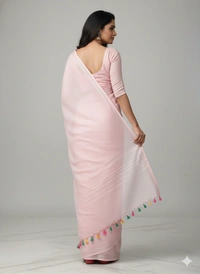 SKU1247 : Pure Khadi Cotton Saree – Handwoven, Lightweight & Breathable Fabric - Hand Wash, Yes