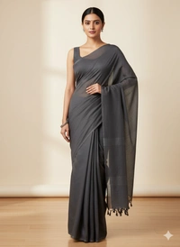SKU1213 : Pure Khadi Cotton Saree – Handwoven, Lightweight & Breathable Fabric - Hand Wash, Yes
