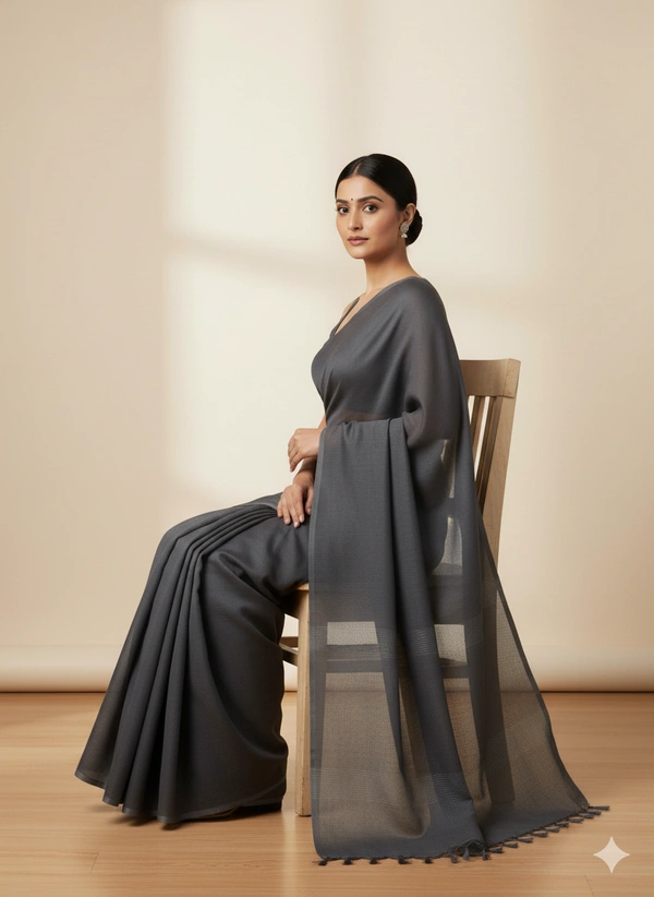 SKU1213 : Pure Khadi Cotton Saree – Handwoven, Lightweight & Breathable Fabric - Hand Wash, Yes