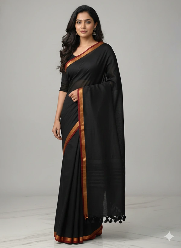SKU1248 : Pure Khadi Cotton Saree – Handwoven, Lightweight & Breathable Fabric - Hand Wash, Yes