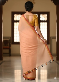 SKU1250 : Pure Khadi Cotton Saree – Handwoven, Lightweight & Breathable Fabric - Hand Wash, Yes