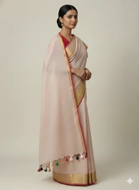 SKU1251 : Pure Khadi Cotton Saree – Handwoven, Lightweight & Breathable Fabric - Hand Wash, Yes
