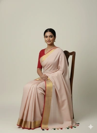 SKU1251 : Pure Khadi Cotton Saree – Handwoven, Lightweight & Breathable Fabric - Hand Wash, Yes
