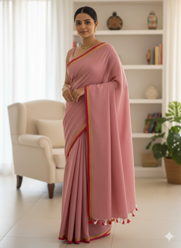 SKU1253 : Pure Khadi Cotton Saree – Handwoven, Lightweight & Breathable Fabric - Hand Wash, Yes