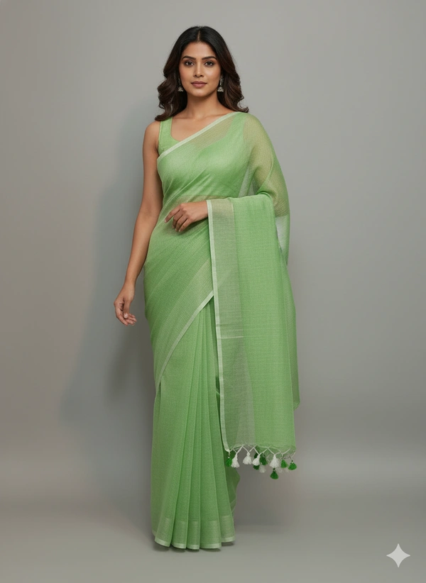 SKU1254 : Pure Khadi Cotton Saree – Handwoven, Lightweight & Breathable Fabric - Hand Wash, Yes