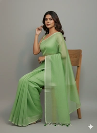 SKU1254 : Pure Khadi Cotton Saree – Handwoven, Lightweight & Breathable Fabric - Hand Wash, Yes