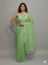 SKU1254 : Pure Khadi Cotton Saree – Handwoven, Lightweight & Breathable Fabric - Hand Wash, Yes