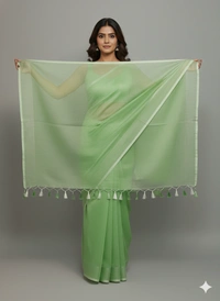 SKU1254 : Pure Khadi Cotton Saree – Handwoven, Lightweight & Breathable Fabric - Hand Wash, Yes