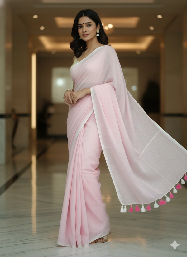 SKU1255 : Pure Khadi Cotton Saree – Handwoven, Lightweight & Breathable Fabric - Hand Wash, Yes