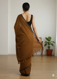 SKU1214 : Pure Khadi Cotton Saree – Handwoven, Lightweight & Breathable Fabric - Hand Wash, Yes