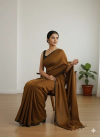 SKU1214 : Pure Khadi Cotton Saree – Handwoven, Lightweight & Breathable Fabric - Hand Wash, Yes