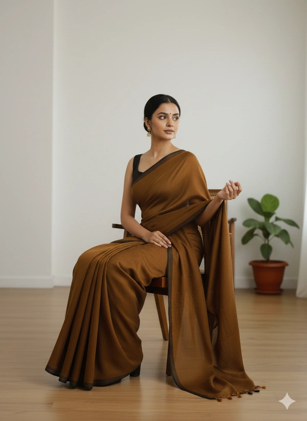 SKU1214 : Pure Khadi Cotton Saree – Handwoven, Lightweight & Breathable Fabric - Hand Wash, Yes