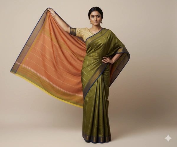 SKU1019 | Exclusive Indian Soft Bishnupuri Katan Silk Saree | Kolakhetra Saree | All Over Chain Motif - Dry Wash Only, Yes