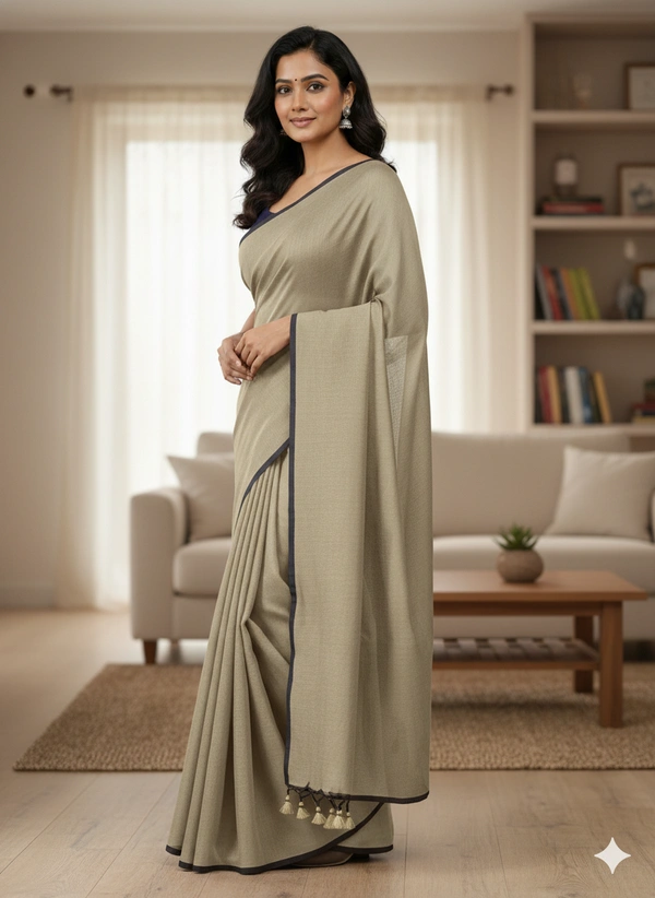 SKU1216 : Pure Khadi Cotton Saree – Handwoven, Lightweight & Breathable Fabric - Hand Wash, Yes