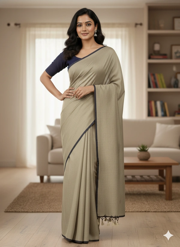 SKU1216 : Pure Khadi Cotton Saree – Handwoven, Lightweight & Breathable Fabric - Hand Wash, Yes