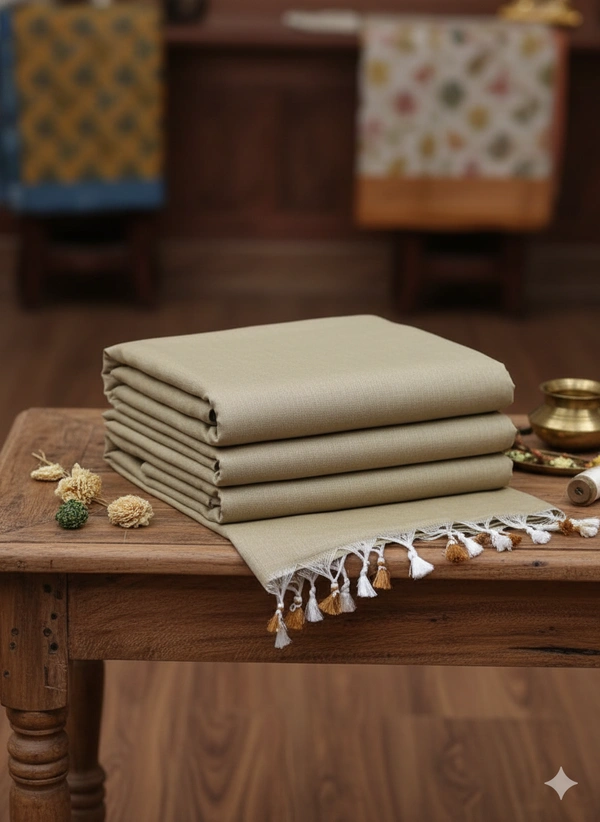 SKU1216 : Pure Khadi Cotton Saree – Handwoven, Lightweight & Breathable Fabric - Hand Wash, Yes