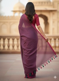 SKU1217 : Pure Khadi Cotton Saree – Handwoven, Lightweight & Breathable Fabric - Hand Wash, Yes
