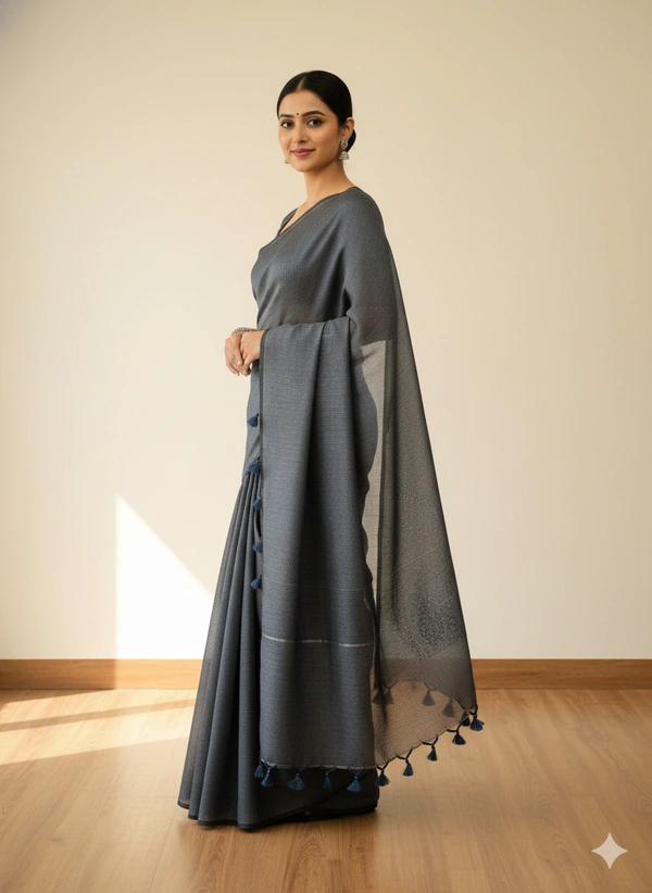 SKU1218 : Pure Khadi Cotton Saree – Handwoven, Lightweight & Breathable Fabric - Hand Wash, Yes