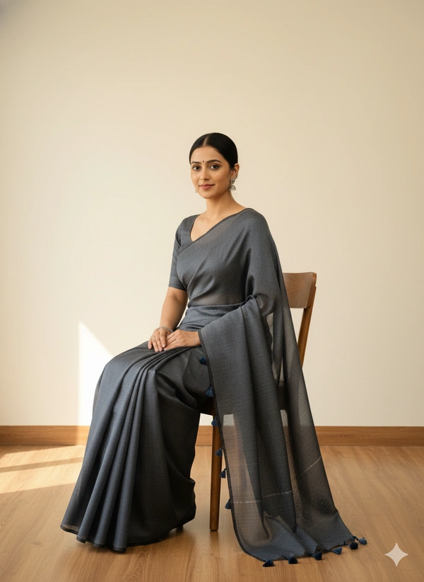 SKU1218 : Pure Khadi Cotton Saree – Handwoven, Lightweight & Breathable Fabric - Hand Wash, Yes