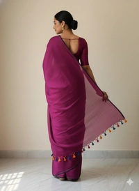 SKU1219 : Pure Khadi Cotton Saree – Handwoven, Lightweight & Breathable Fabric - Hand Wash, Yes