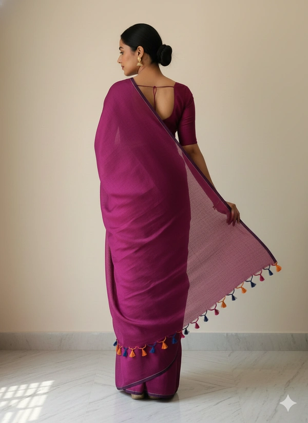 SKU1219 : Pure Khadi Cotton Saree – Handwoven, Lightweight & Breathable Fabric - Hand Wash, Yes