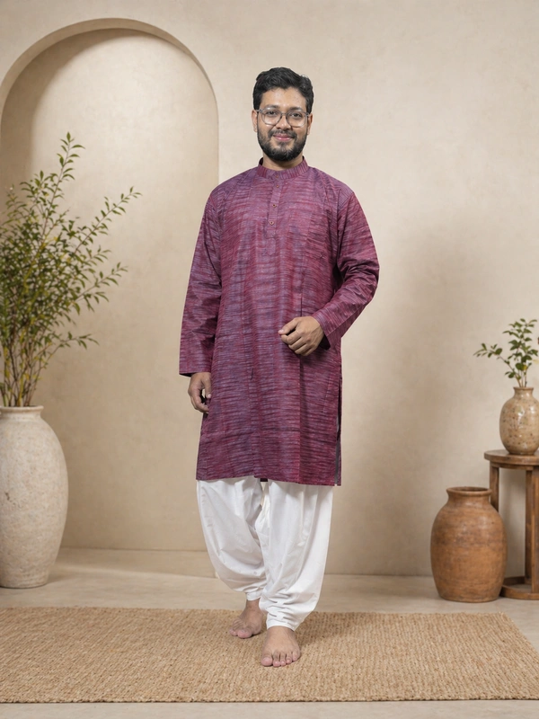 SKU1592 : Men’s Khadi Cotton Panjabi – Handwoven Ethnic Wear | Festive & Casual Traditional Punjabi for Men