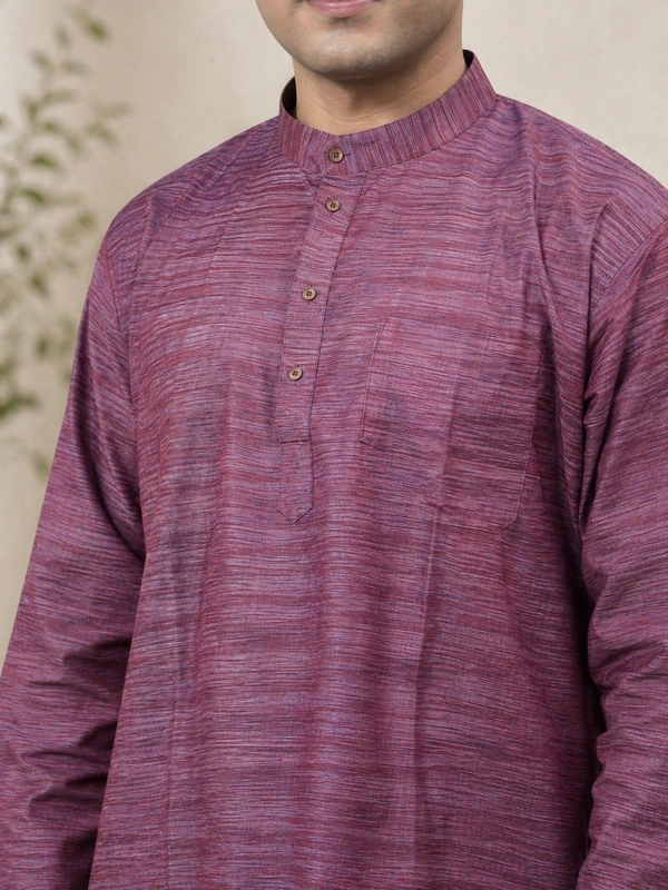 SKU1611 : Men’s Khadi Cotton Panjabi – Handwoven Ethnic Wear | Festive & Casual Traditional Punjabi for Men - maroon