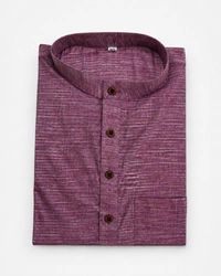 SKU1611 : Men’s Khadi Cotton Panjabi – Handwoven Ethnic Wear | Festive & Casual Traditional Punjabi for Men - maroon