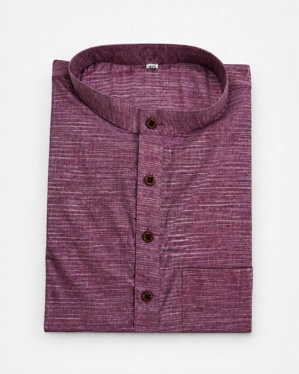 SKU1611 : Men’s Khadi Cotton Panjabi – Handwoven Ethnic Wear | Festive & Casual Traditional Punjabi for Men - maroon