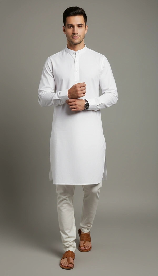 SKU1602 : Men’s Solid Khadi Cotton Panjabi Kurta – Handwoven Ethnic Wear | Festive & Casual Traditional Punjabi for Men