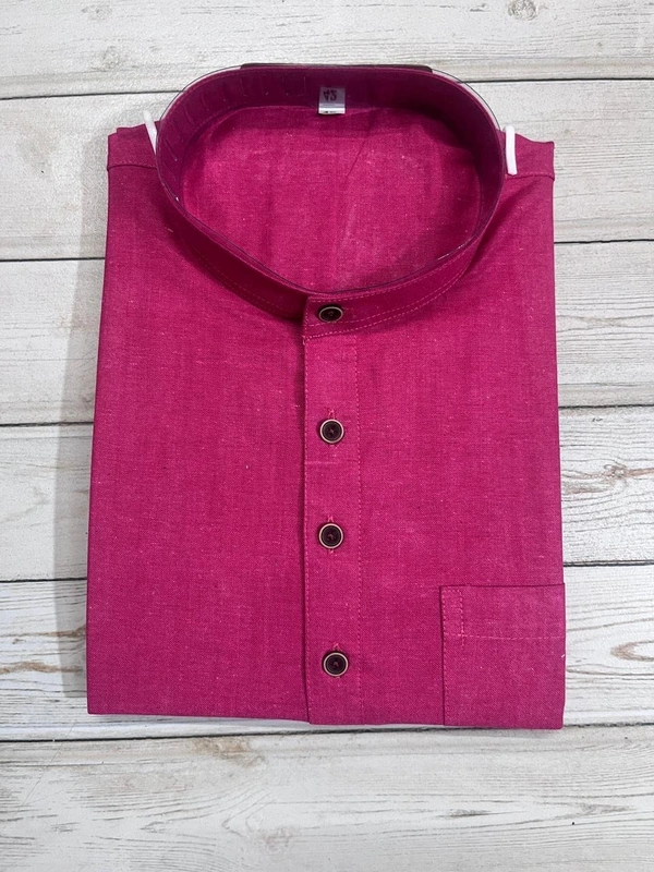 SKU1625 : Men’s Solid Khadi Cotton Panjabi Kurta – Handwoven Ethnic Wear | Festive & Casual Traditional Punjabi for Men - Magenta Pink