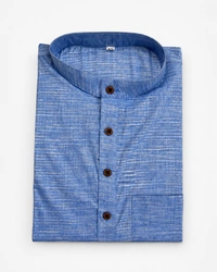 SKU1612 : Men’s Khadi Cotton Panjabi – Handwoven Ethnic Wear | Festive & Casual Traditional Punjabi for Men - Blue