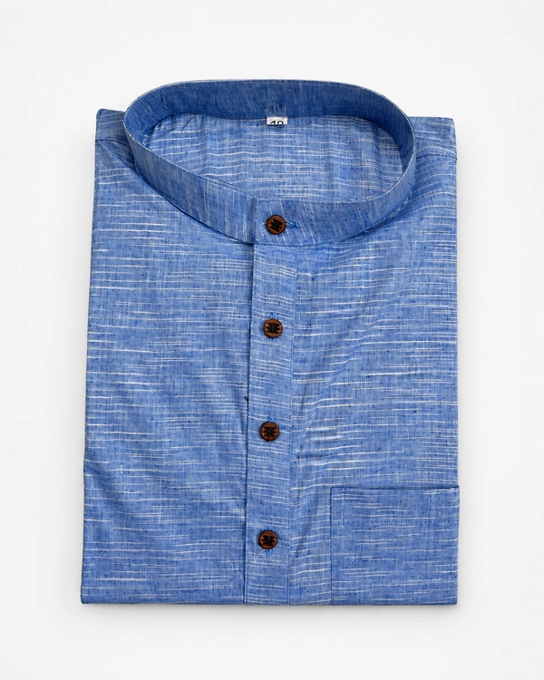 SKU1612 : Men’s Khadi Cotton Panjabi – Handwoven Ethnic Wear | Festive & Casual Traditional Punjabi for Men - Blue