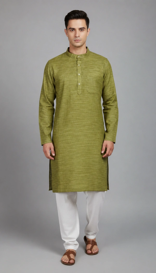 SKU1592 : Men’s Khadi Cotton Panjabi – Handwoven Ethnic Wear | Festive & Casual Traditional Punjabi for Men