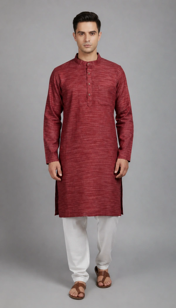 SKU1592 : Men’s Khadi Cotton Panjabi – Handwoven Ethnic Wear | Festive & Casual Traditional Punjabi for Men