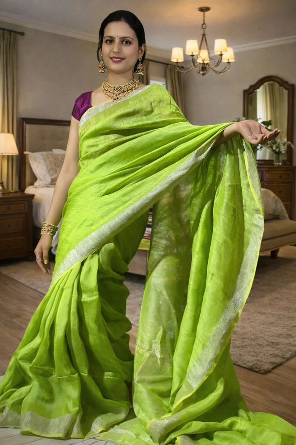 SKU1522 : Silk Linen Woven Saree