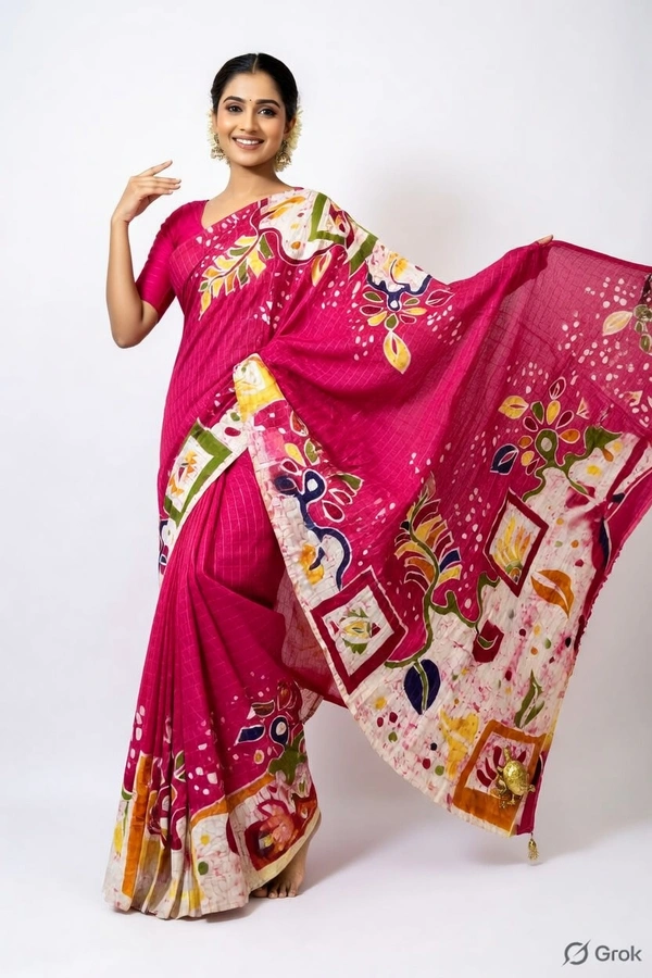 SKU1533 : Tussar Bapta with Mom Batik